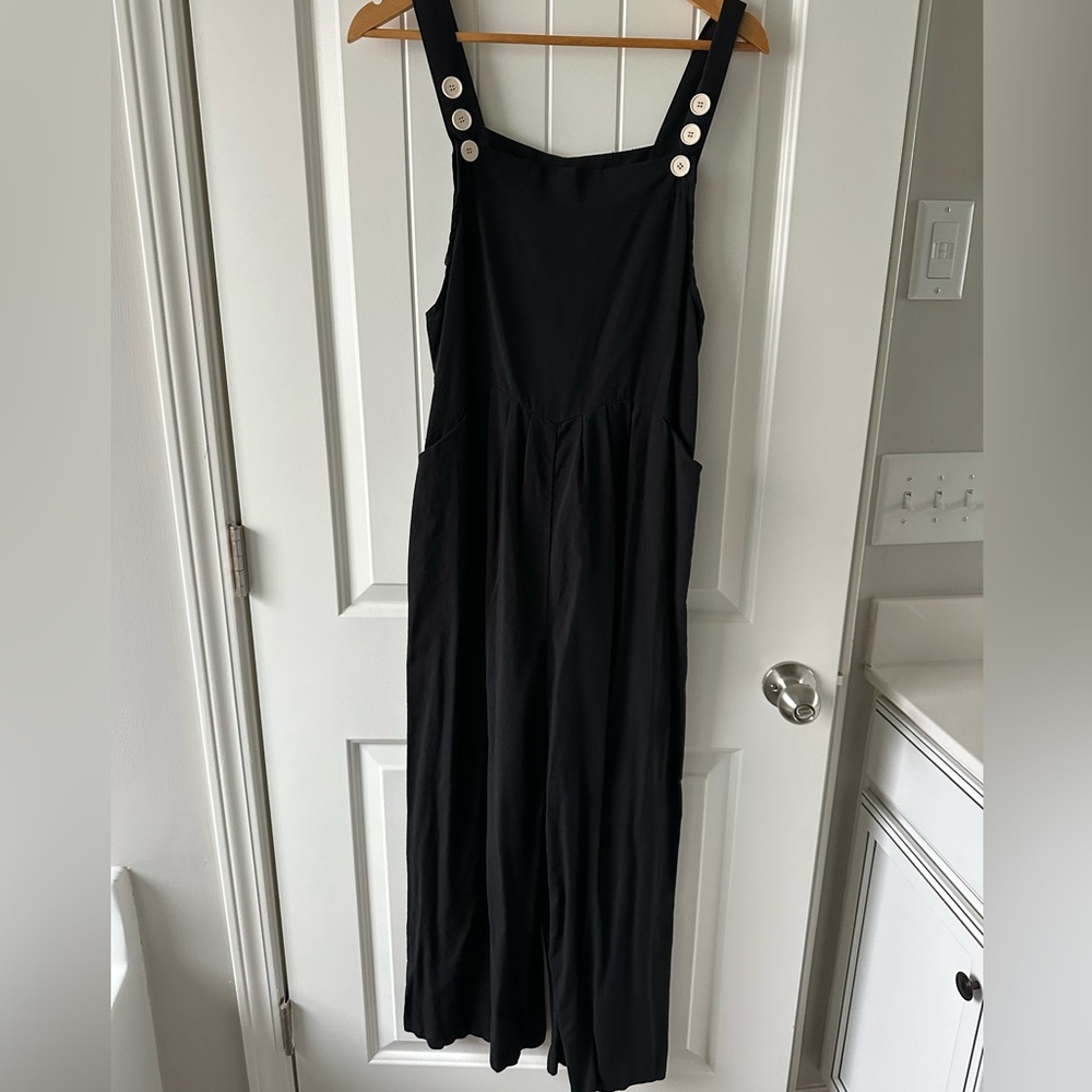 Black Jumpsuit with Button Straps